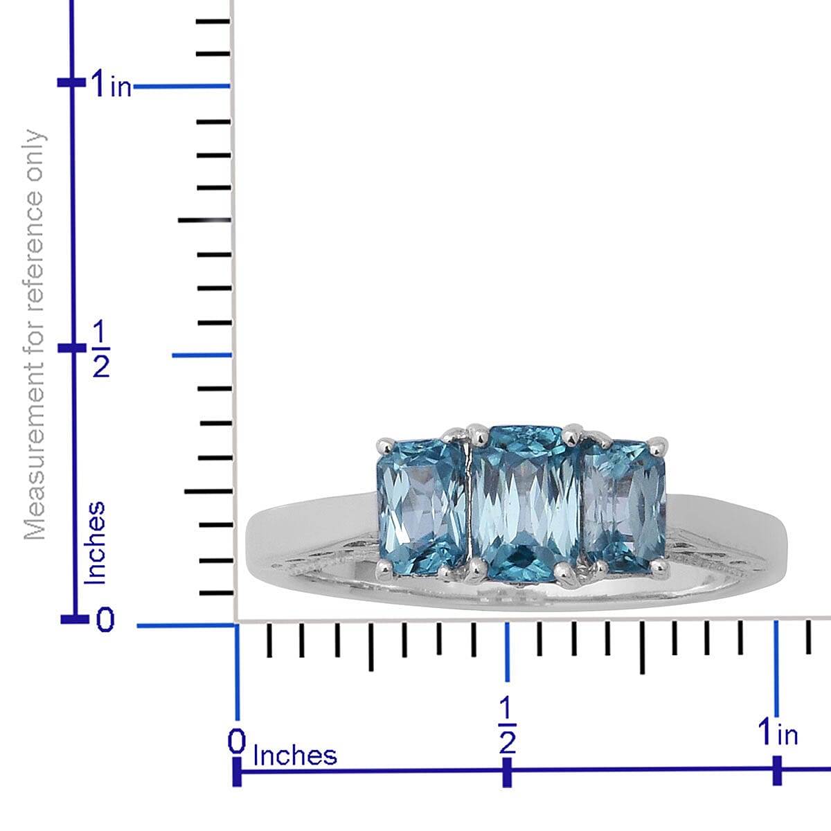 Cambodian Blue Zircon, White Zircon Ring in Platinum Over Sterling Silver (Size 10.0) 3.10 ctw