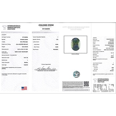 Certified & Appraised AAAA Green Tanzanite Faceted (Ovl 12.07x8.98 mm) 5.67 ctw, Loose Gem , Loose Gemstones , Loose Stones , Jewelry Stones
