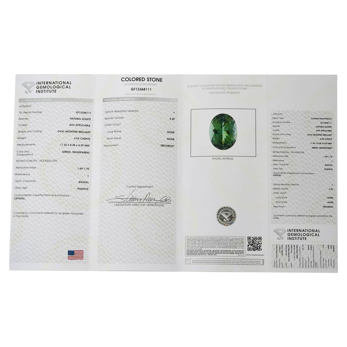 Certified AAAA Green Tanzanite Faceted (Ovl 11.35x8.83 mm) 4.52 ctw, Loose Gem , Loose Gemstones , Loose Stones , Jewelry Stones image number 2