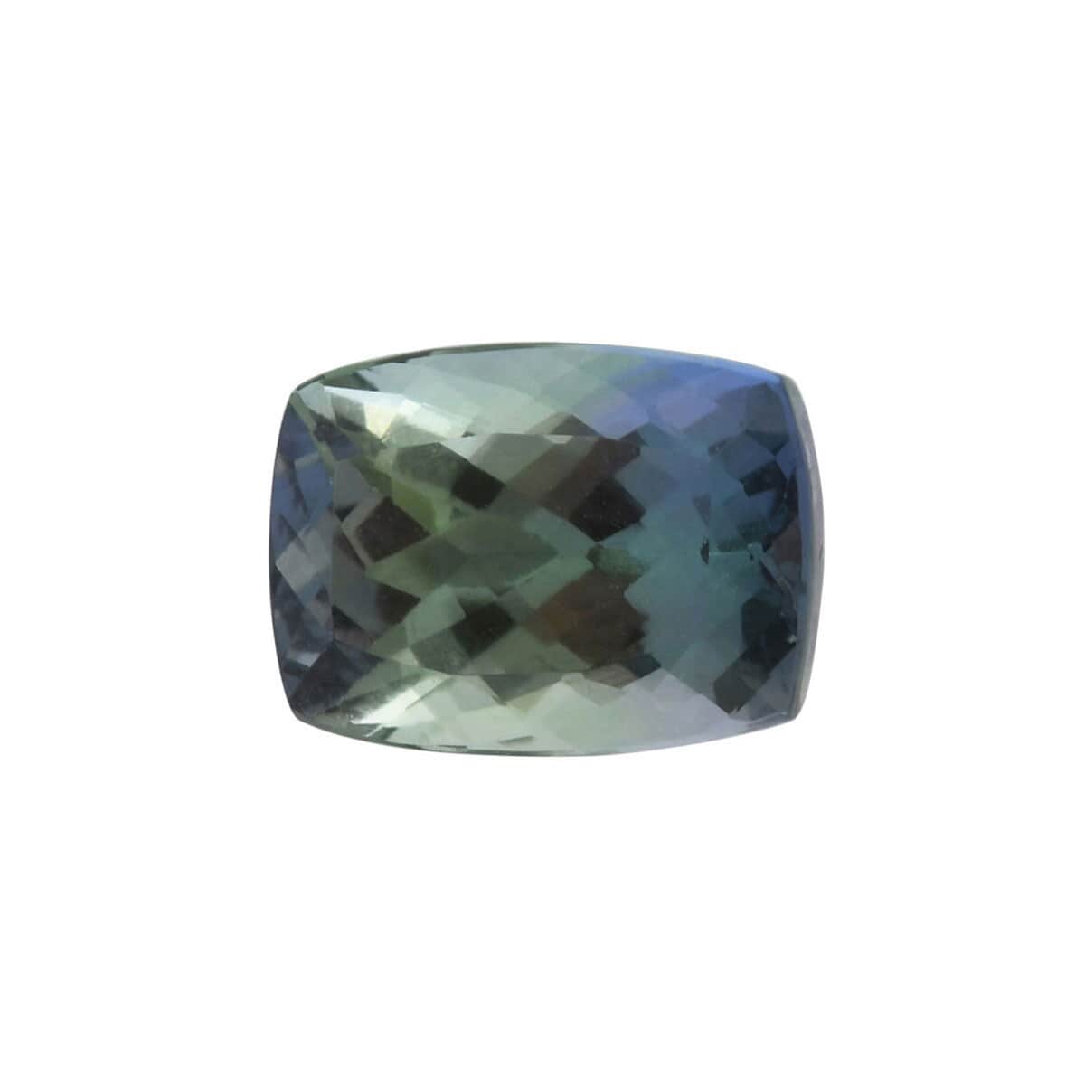 Certified & Appraised AAAA Green Tanzanite Faceted (Cush 10.35x7.36 mm) 3.71 ctw image number 0