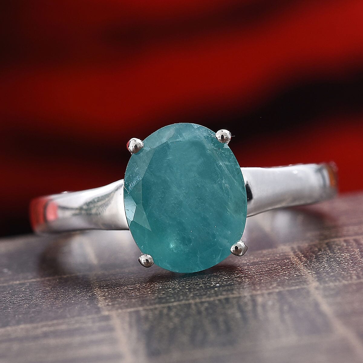 Grandidierite and Diamond Accent Ring in Platinum Over Sterling Silver (Size 7) 3.70 ctw image number 1