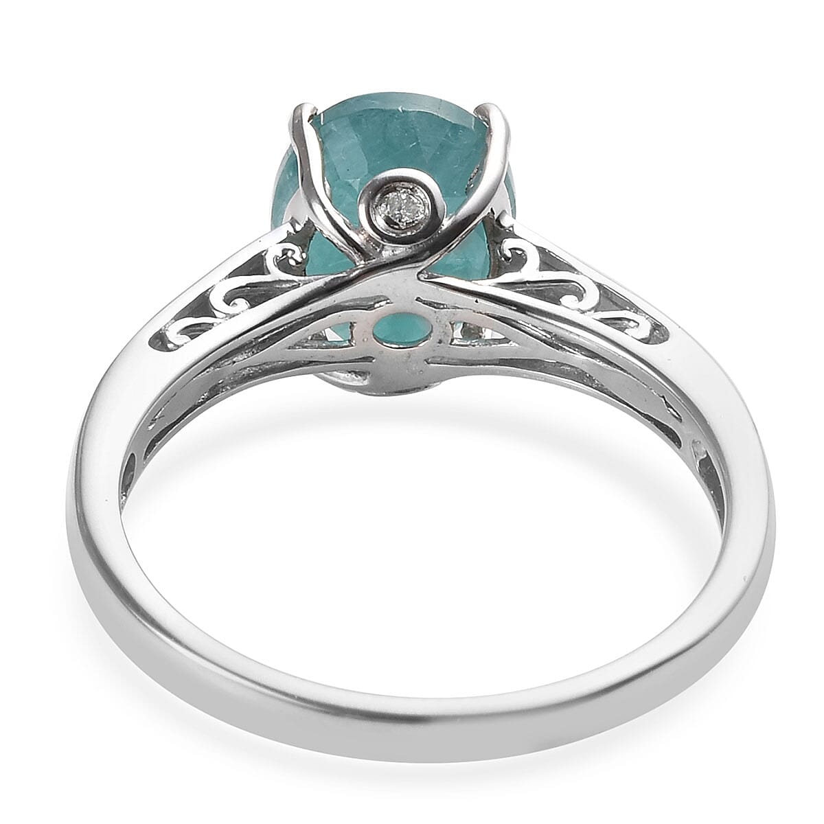 3.70 ctw Grandidierite and Diamond Accent Ring in Platinum Over Sterling Silver (Size 10.0)