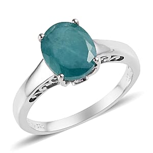 Grandidierite and Diamond Accent Ring in Platinum Over Sterling Silver (Size 9.0) 3.70 ctw