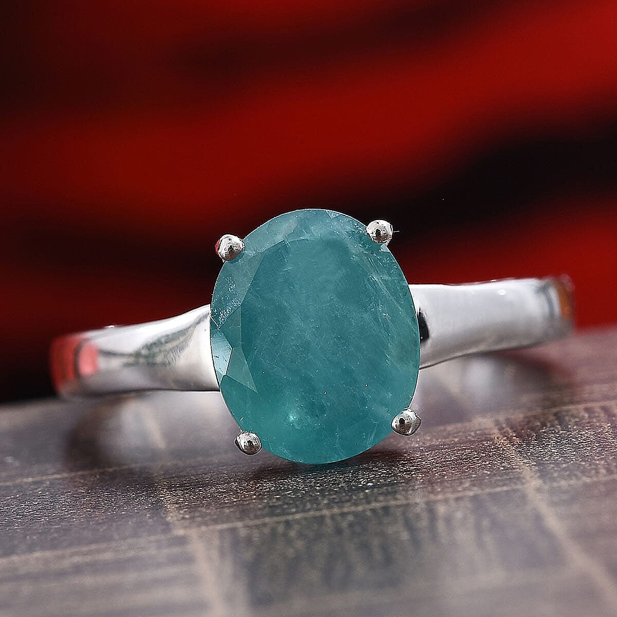 Grandidierite and Diamond Accent Ring in Platinum Over Sterling Silver (Size 9.0) 3.70 ctw image number 1