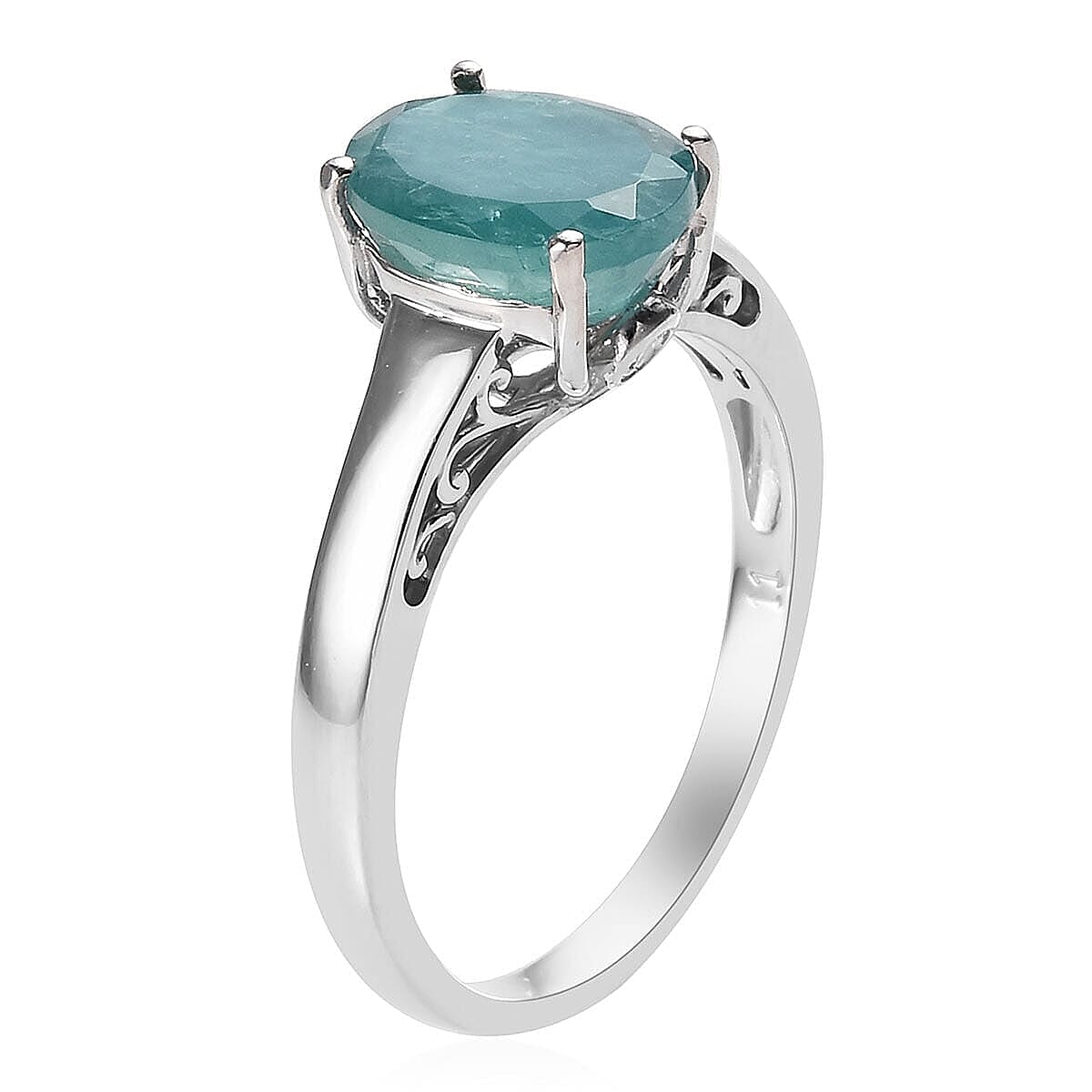 Grandidierite and Diamond Accent Ring in Platinum Over Sterling Silver (Size 9.0) 3.70 ctw image number 3