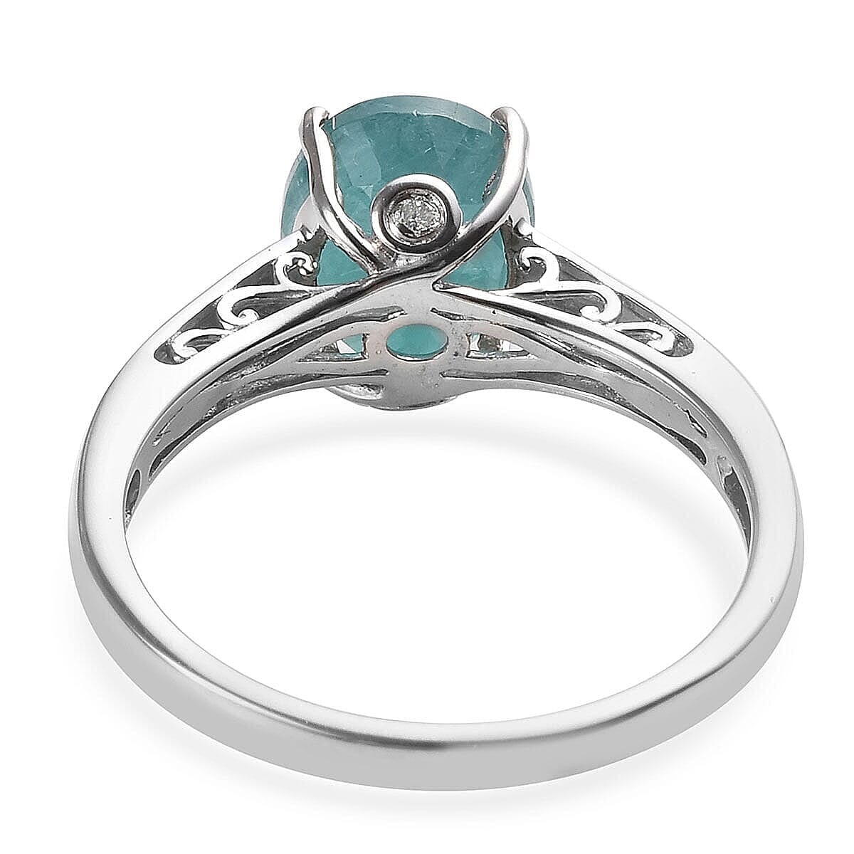 Grandidierite and Diamond Accent Ring in Platinum Over Sterling Silver (Size 9.0) 3.70 ctw image number 4