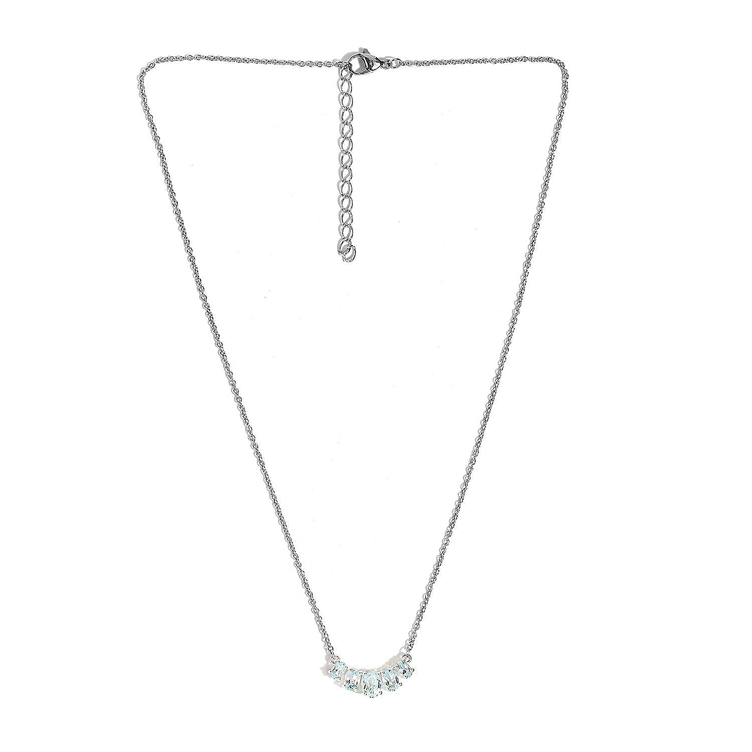 Sky Blue Topaz Necklace 18-20 Inches in Sterling Silver 2.40 ctw