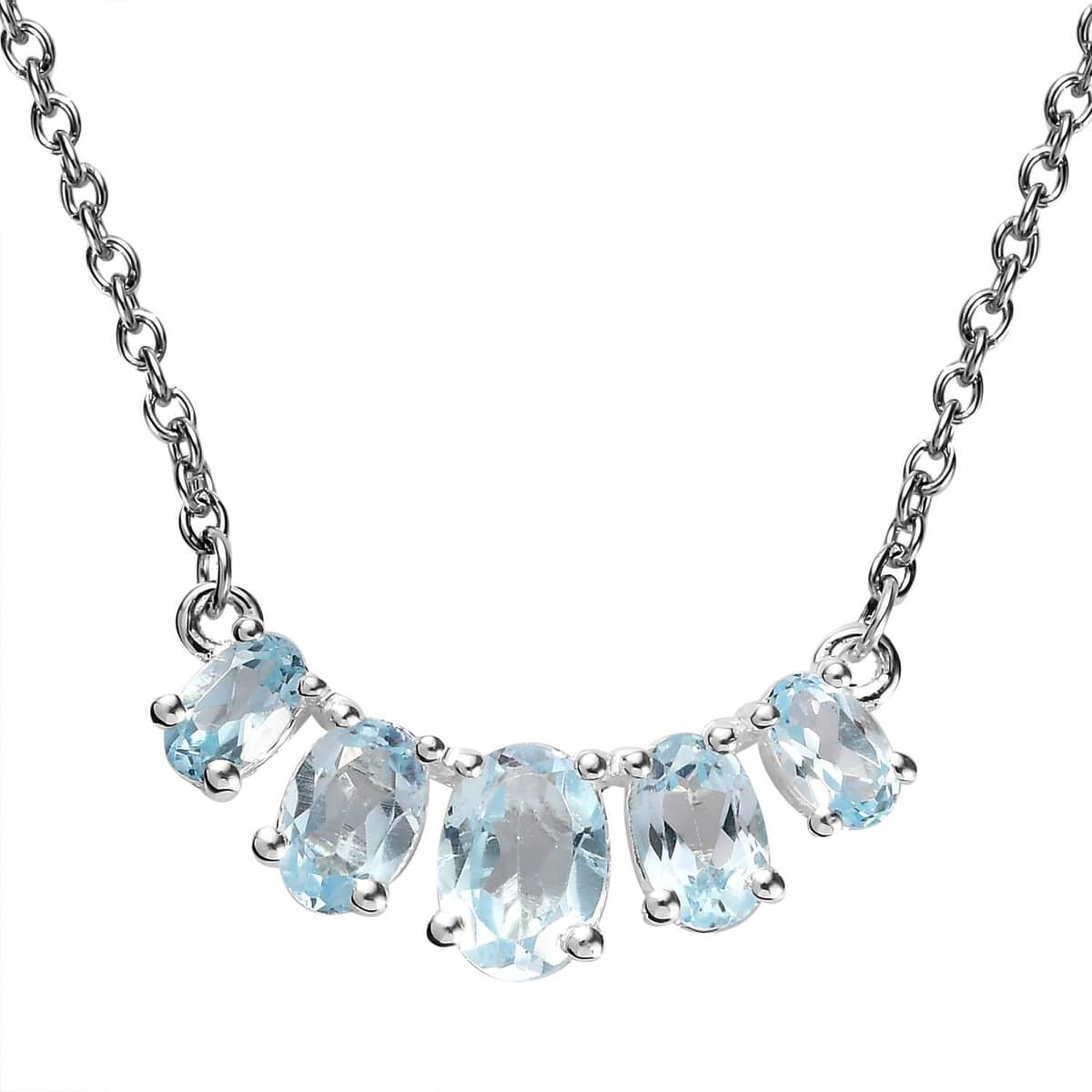 Sky Blue Topaz Necklace 18 Inches in Sterling Silver 2.40 ctw image number 5