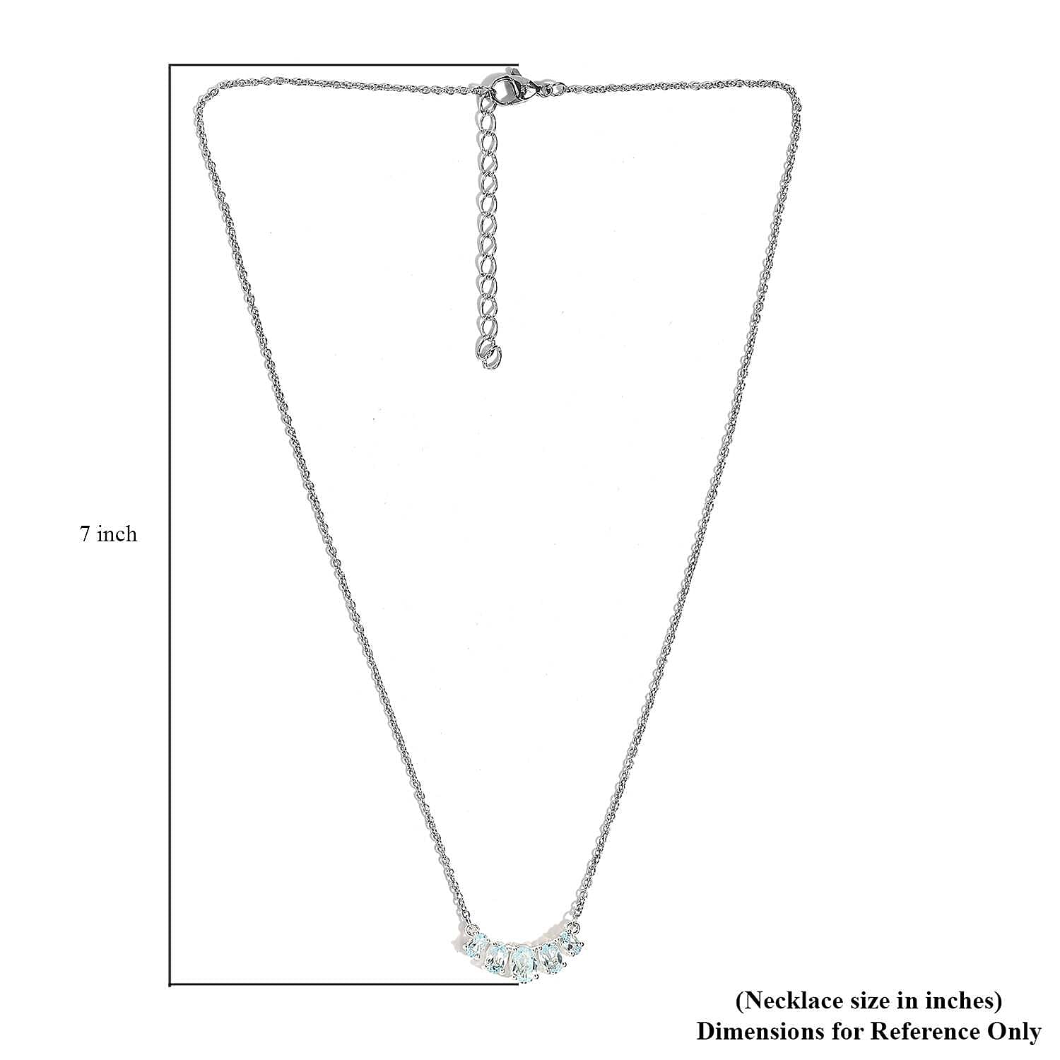 Sky Blue Topaz Necklace 18-20 Inches in Sterling Silver 2.40 ctw
