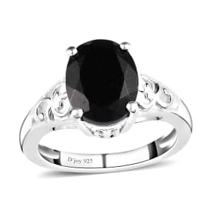 Australian Black Tourmaline 2.90 ctw Solitaire Ring in Sterling Silver (Size 10.0)
