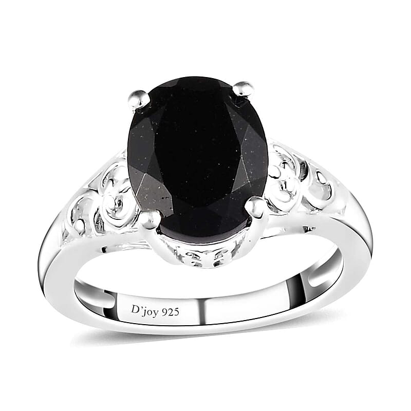 D'Joy Australian Black Tourmaline 2.85 ctw Solitaire Ring in Sterling Silver (Size 10.0)