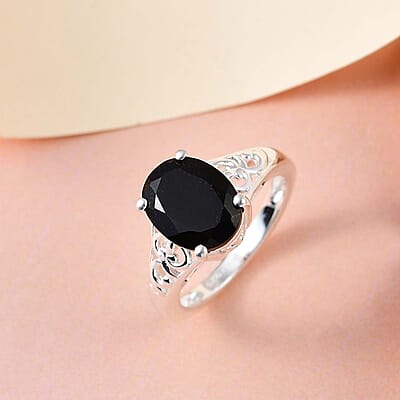 D'Joy Australian Black Tourmaline 2.85 ctw Solitaire Ring in Sterling Silver (Size 10.0)