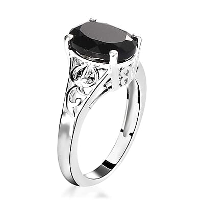 D'Joy Australian Black Tourmaline 2.85 ctw Solitaire Ring in Sterling Silver (Size 10.0)