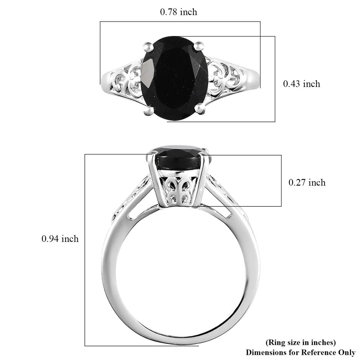 Australian Black Tourmaline Solitaire Ring in Sterling Silver 2.75 ctw image number 7