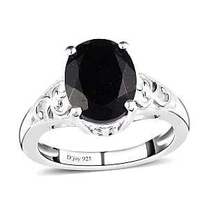 D'Joy Australian Black Tourmaline 2.90 ctw Solitaire Ring in Sterling Silver (Size 7.0)