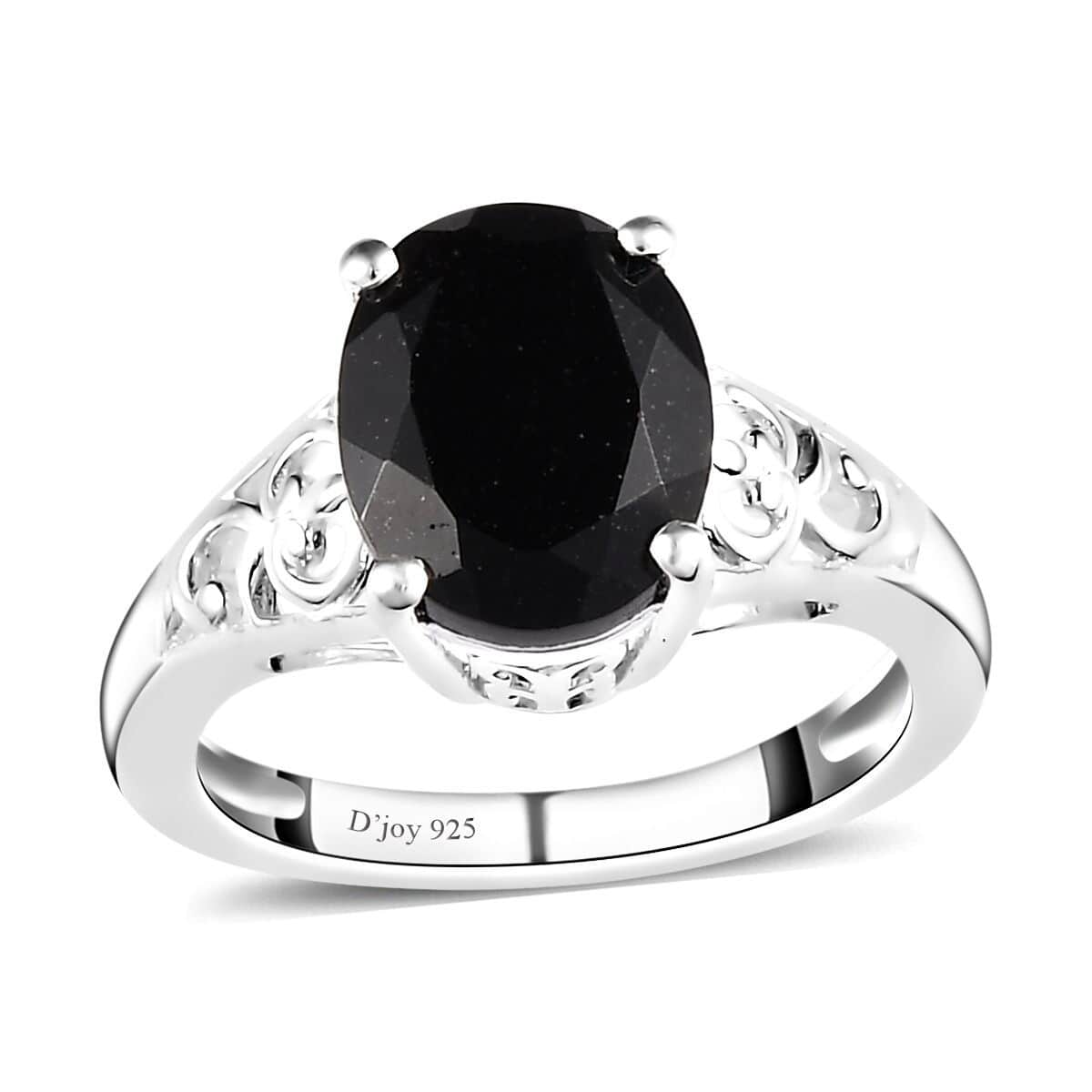 Australian Black Tourmaline Solitaire Ring in Sterling Silver (Size 7.0) 2.90 ctw image number 0