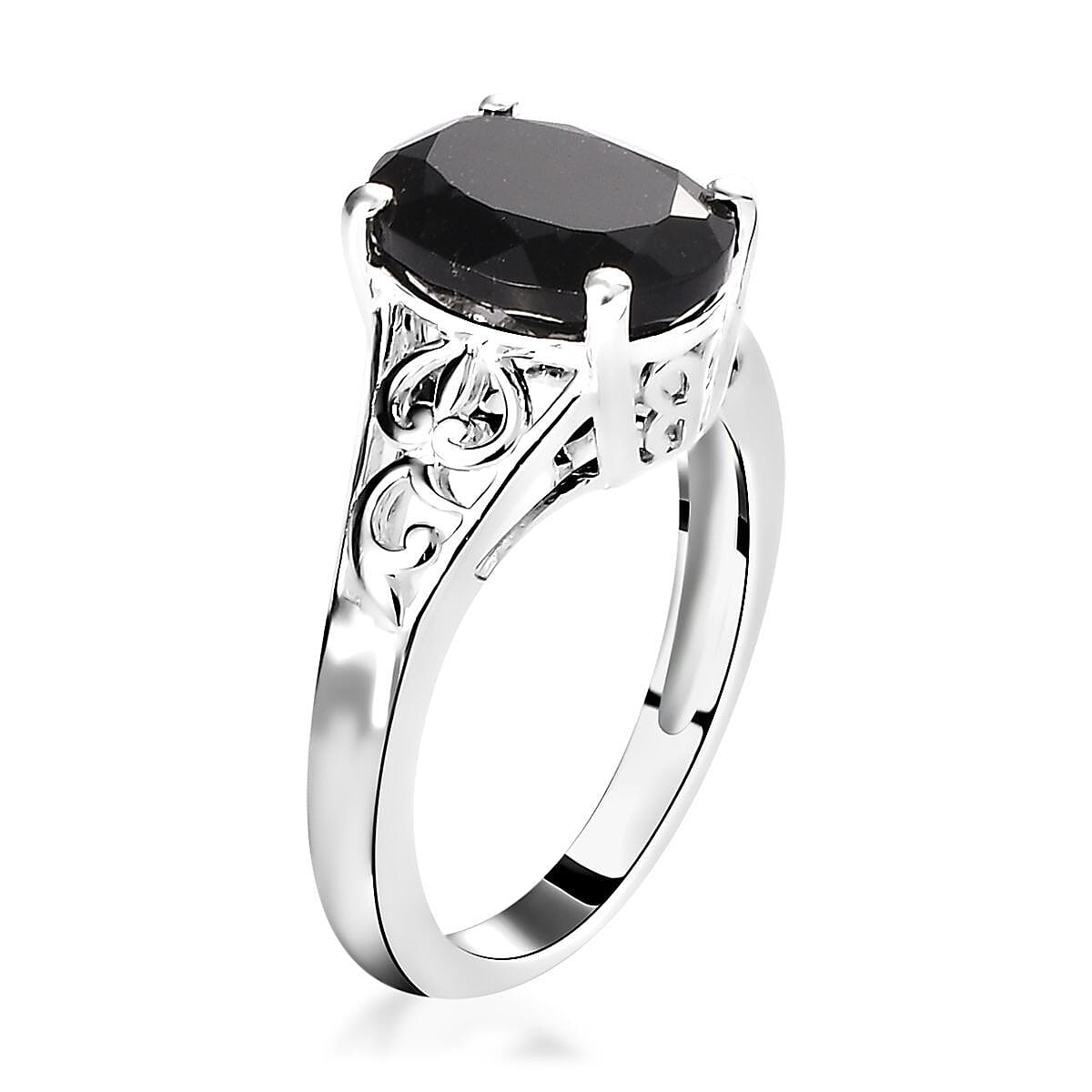 D'Joy Australian Black Tourmaline 2.65 ctw Solitaire Ring in Sterling Silver (Size 7.0)