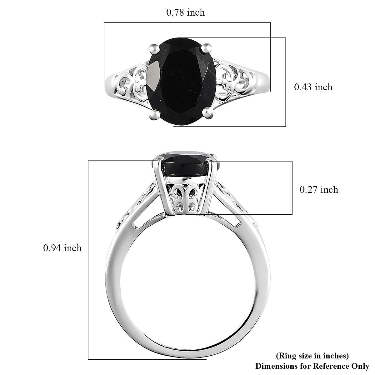D'Joy Australian Black Tourmaline 2.65 ctw Solitaire Ring in Sterling Silver (Size 7.0)