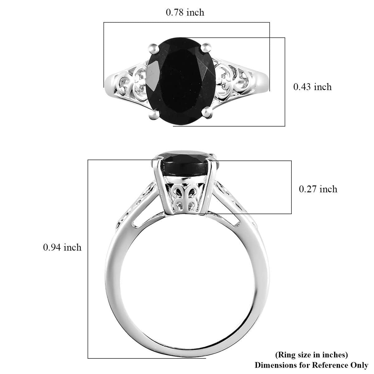 Australian Black Tourmaline Solitaire Ring in Sterling Silver (Size 7.0) 2.90 ctw image number 7