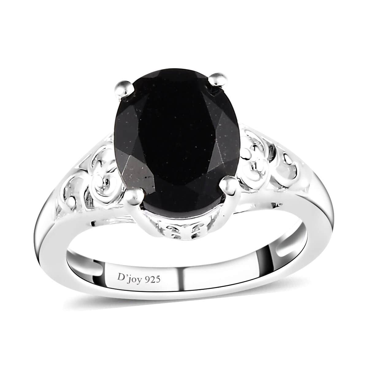 Australian Black Tourmaline Solitaire Ring in Sterling Silver (Size 8.0) 2.90 ctw image number 0