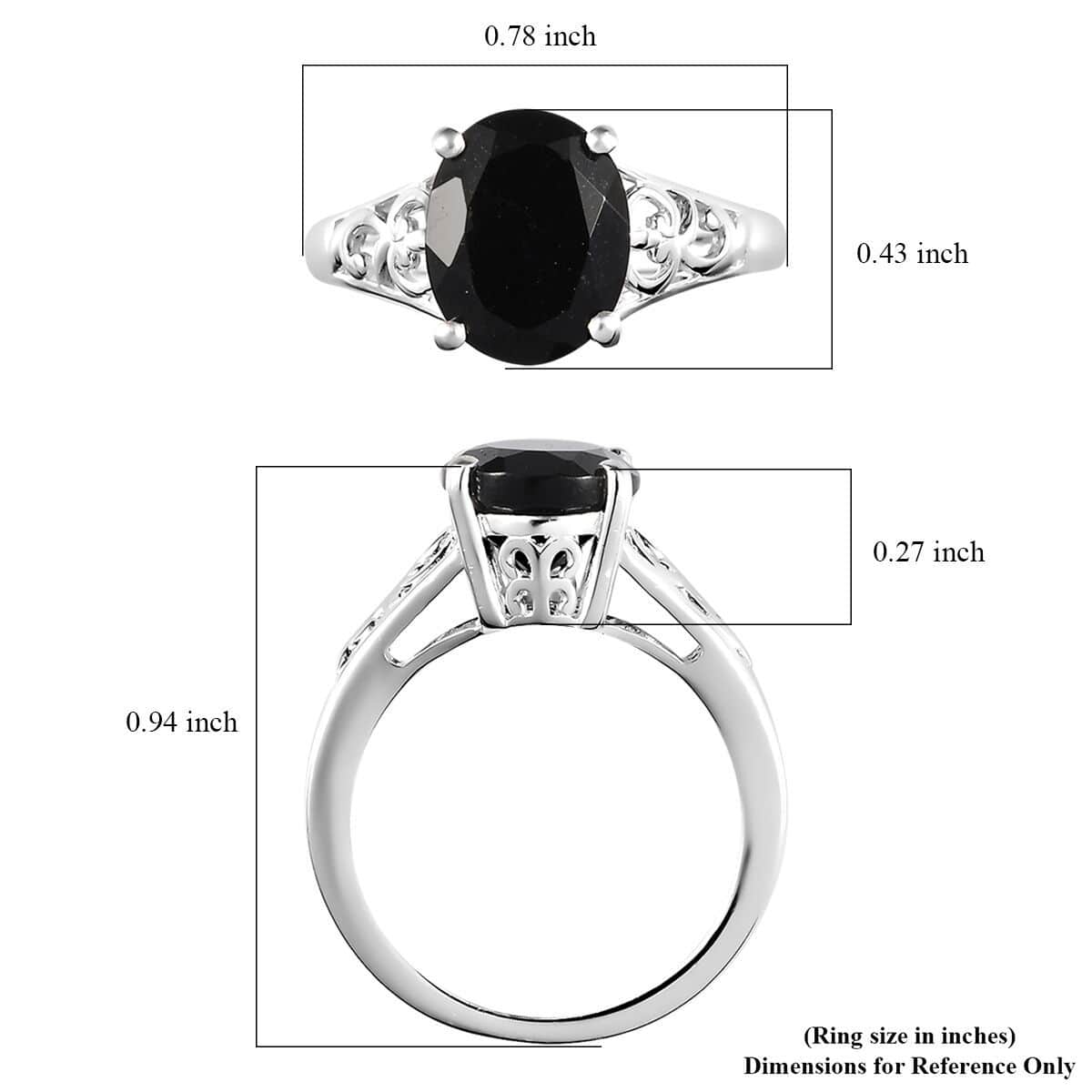 Australian Black Tourmaline Solitaire Ring in Sterling Silver (Size 8.0) 2.90 ctw image number 7