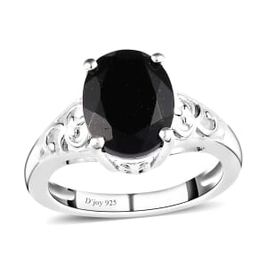 D'Joy Australian Black Tourmaline 2.90 ctw Solitaire Ring in Sterling Silver (Size 9.0)