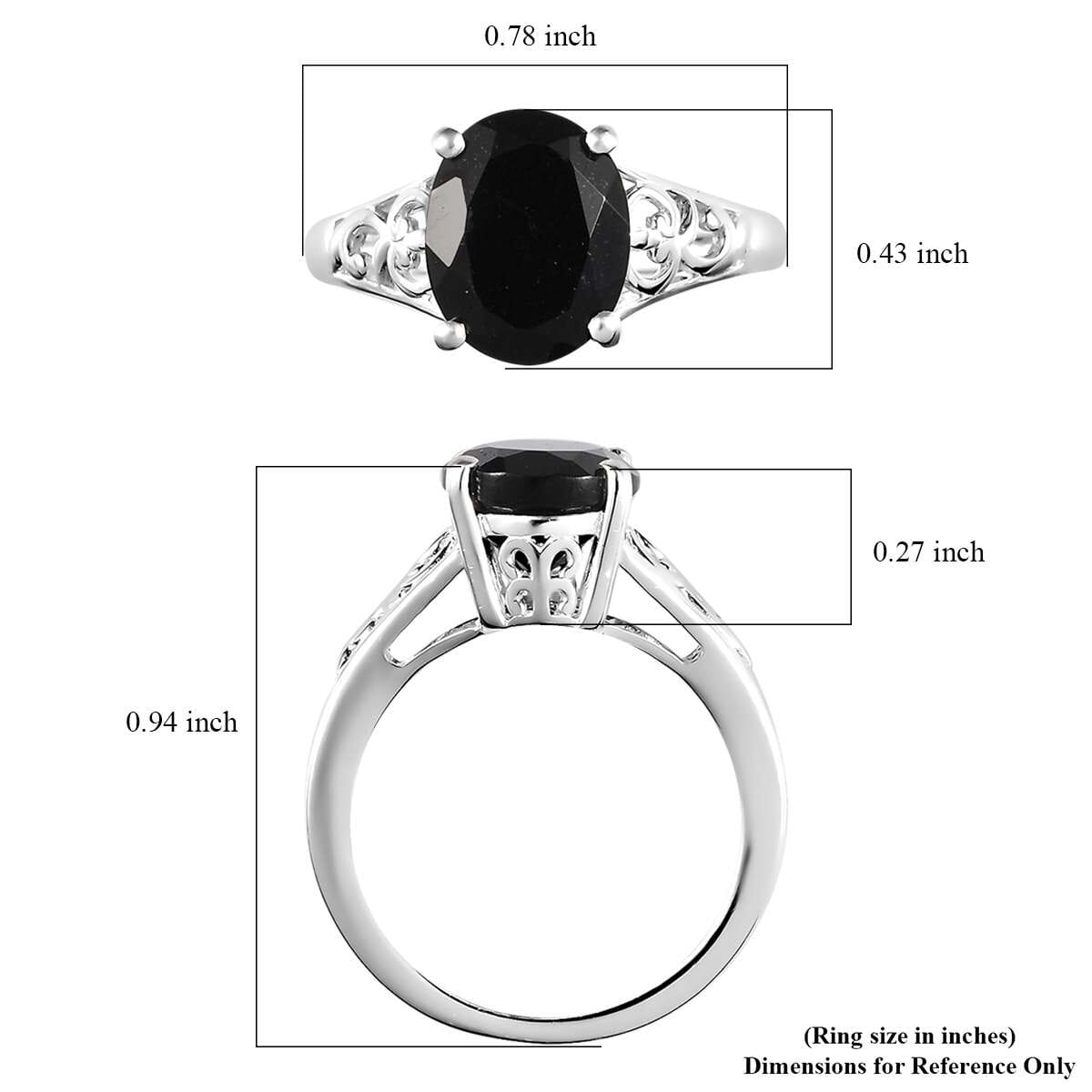 D'Joy Australian Black Tourmaline 2.90 ctw Solitaire Ring in Sterling Silver (Size 9.0) image number 7