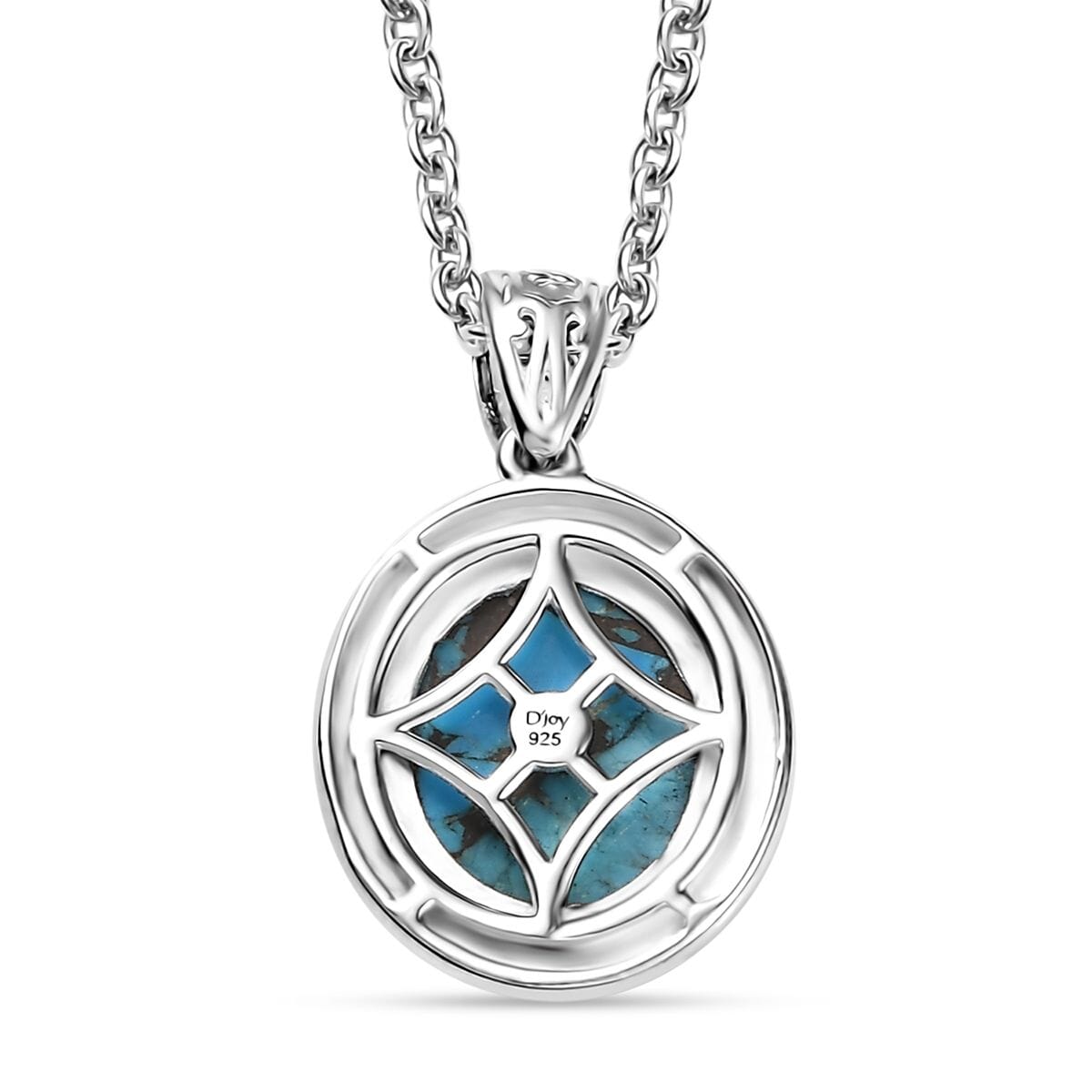 D'Joy Matrix Chestnut Brine Turquoise 5.10 ctw Solitaire Pendant in Sterling Silver with Stainless Steel Necklace 20 Inches image number 4