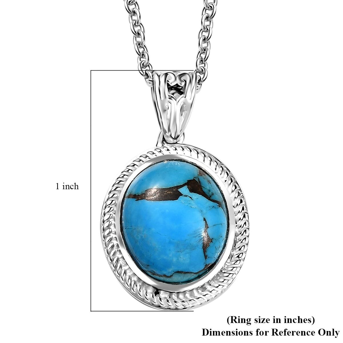 D'Joy Matrix Chestnut Brine Turquoise 5.10 ctw Solitaire Pendant in Sterling Silver with Stainless Steel Necklace 20 Inches image number 5
