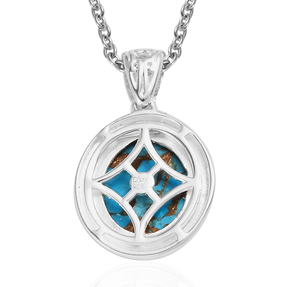 D'Joy Matrix Chestnut Brine Turquoise 5.10 ctw Solitaire Pendant in Sterling Silver with Stainless Steel Necklace 20 Inches image number 6