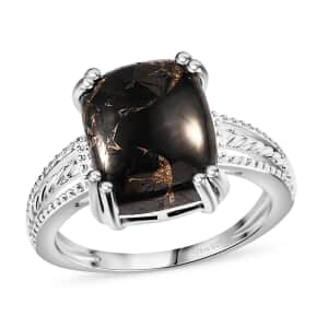 Matrix Silver Shungite 3.35 ctw Solitaire Ring in Sterling Silver (Size 11.0)