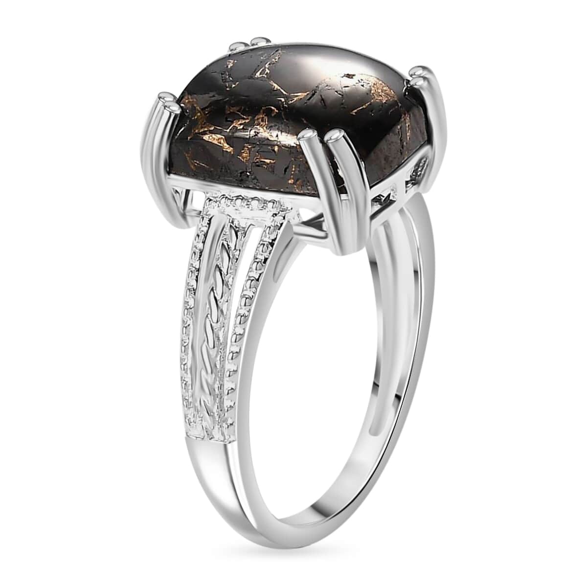 Matrix Silver Shungite 3.35 ctw Solitaire Ring in Sterling Silver (Size 11.0) image number 3