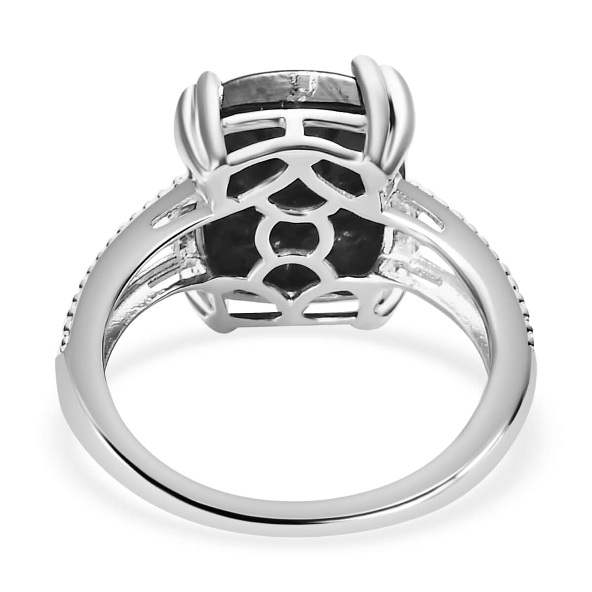 Matrix Silver Shungite 3.35 ctw Solitaire Ring in Sterling Silver (Size 11.0) image number 4