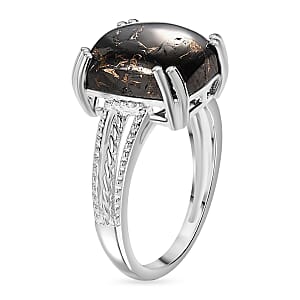 D'Joy Matrix Silver Shungite 3.35 ctw Solitaire Ring in Sterling Silver (Size 6.0)