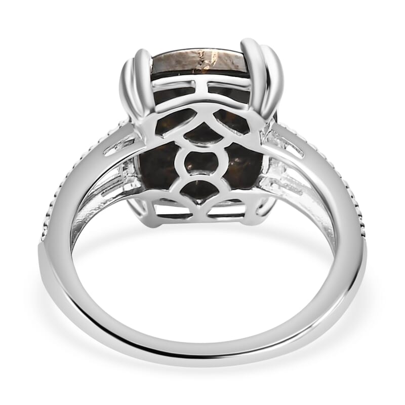 D'Joy Matrix Silver Shungite 3.35 ctw Solitaire Ring in Sterling Silver (Size 6.0)