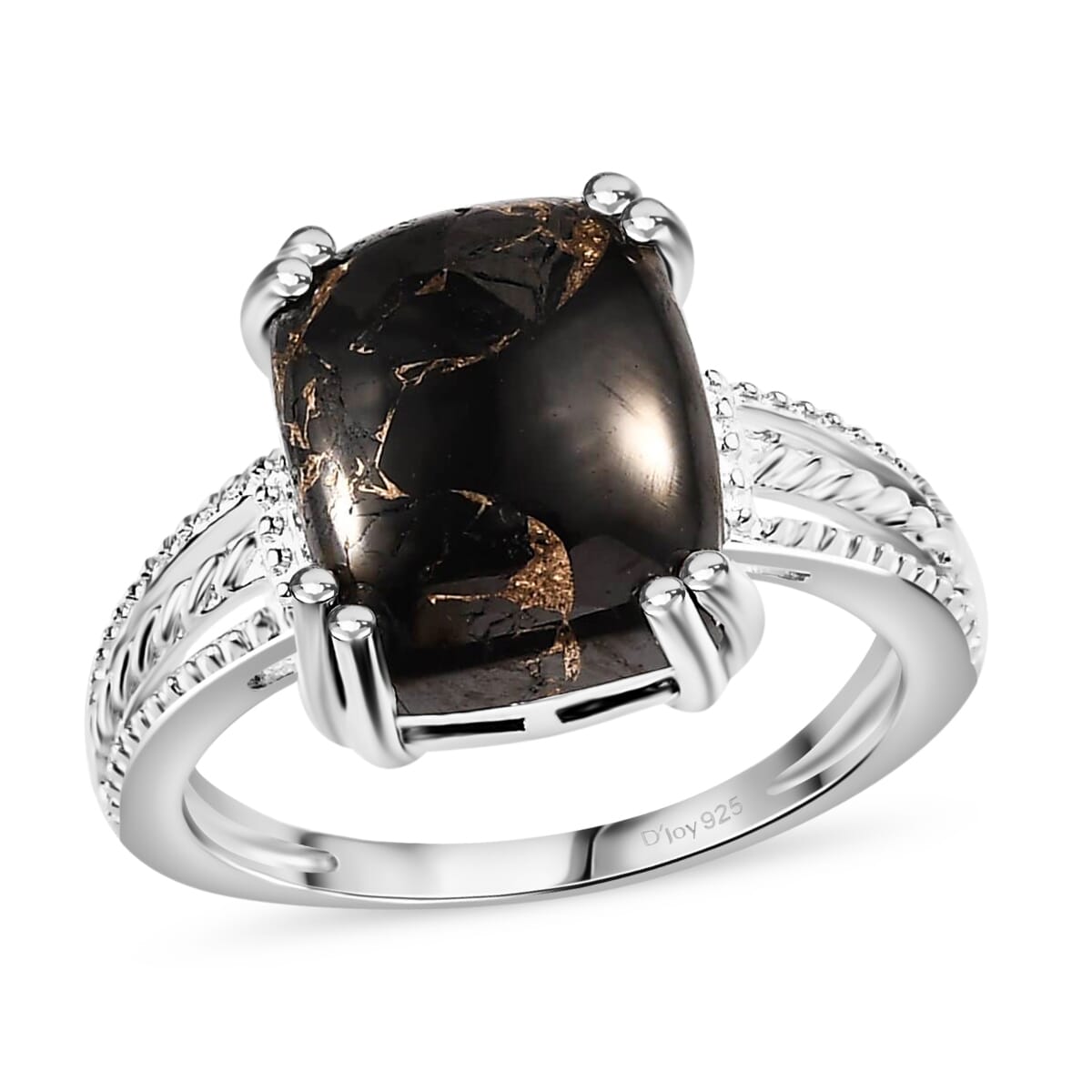 Matrix Silver Shungite Solitaire Ring in Sterling Silver (Size 7.0) 3.35 ctw image number 0