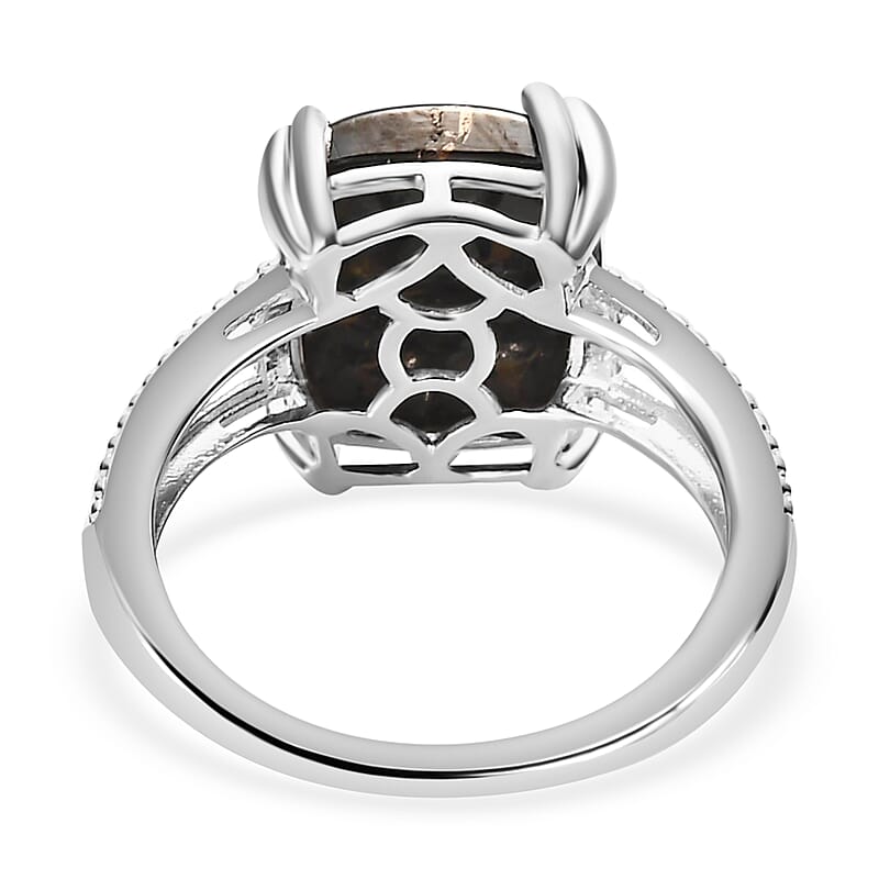 D'Joy Matrix Silver Shungite 3.35 ctw Solitaire Ring in Sterling Silver (Size 7.0)