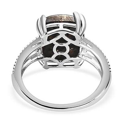 D'Joy Matrix Silver Shungite 3.35 ctw Solitaire Ring in Sterling Silver (Size 9.0)