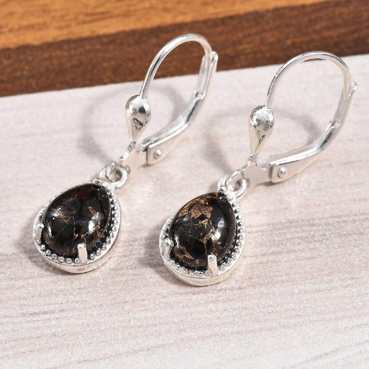 Matrix Silver Shungite Drop Earrings in Sterling Silver 1.75 ctw image number 1