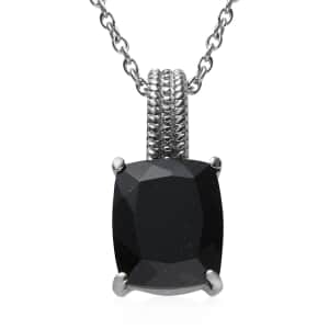 Australian Black Tourmaline Solitaire Pendant Necklace For Women in Stainless Steel