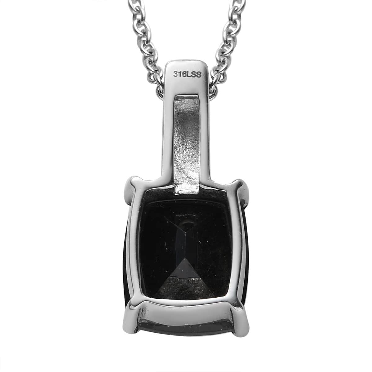 Australian Black Tourmaline Solitaire Pendant Necklace For Women in Stainless Steel image number 6