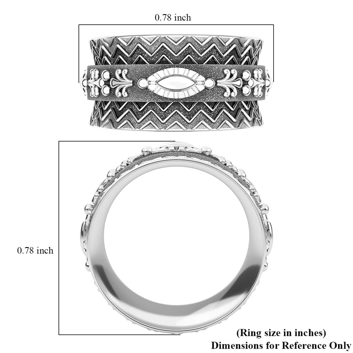 Sterling Silver Chevron Spinner Ring, Anxiety Ring for Women, Fidget Rings for Anxiety for Women, Stress Relieving Anxiety Ring (Size 6.0) (4.50 g) image number 8