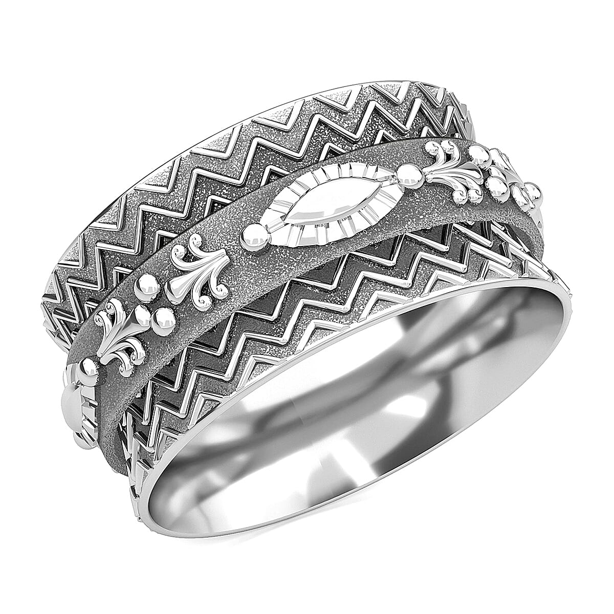 Chevron Spinner Ring in Sterling Silver, Anxiety Ring for Women, Fidget Rings for Anxiety for Women, Stress Relieving Anxiety Ring (Size 8.0) (4.50 g)