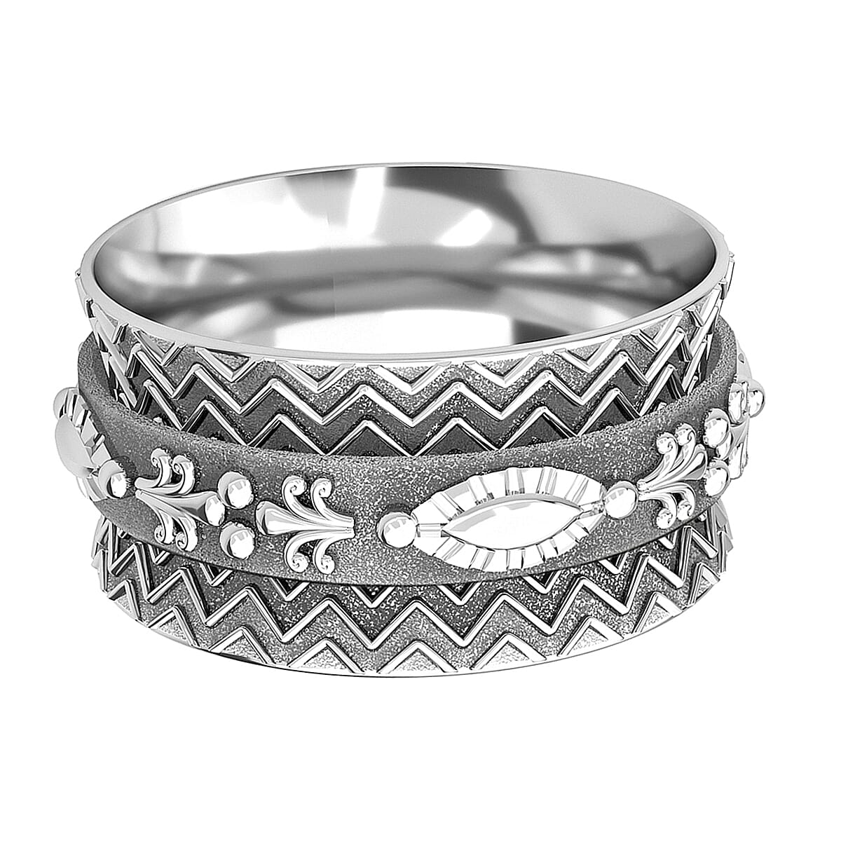 Chevron Spinner Ring in Sterling Silver, Anxiety Ring for Women, Fidget Rings for Anxiety for Women, Stress Relieving Anxiety Ring (Size 8.0) (4.50 g)