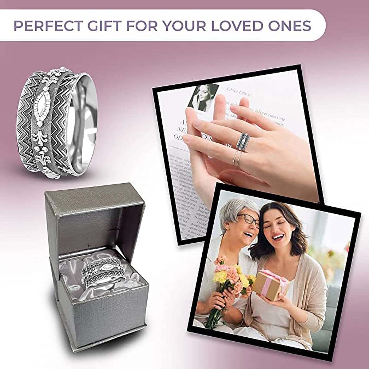 Chevron Spinner Ring in Sterling Silver, Anxiety Ring for Women, Fidget Rings for Anxiety for Women, Stress Relieving Anxiety Ring (Size 9.0) (4.50 g) image number 5