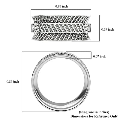 Checker Spinner Ring in Sterling Silver, Anxiety Ring for Women, Fidget Rings for Anxiety for Women, Stress Relieving Anxiety Ring (Size 11.0) (3.45 g)