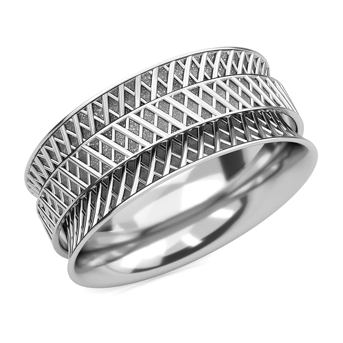 Checker Spinner Ring in Sterling Silver, Anxiety Ring for Women, Fidget Rings for Anxiety for Women, Stress Relieving Anxiety Ring (Size 5.0) (3.45 g) image number 0