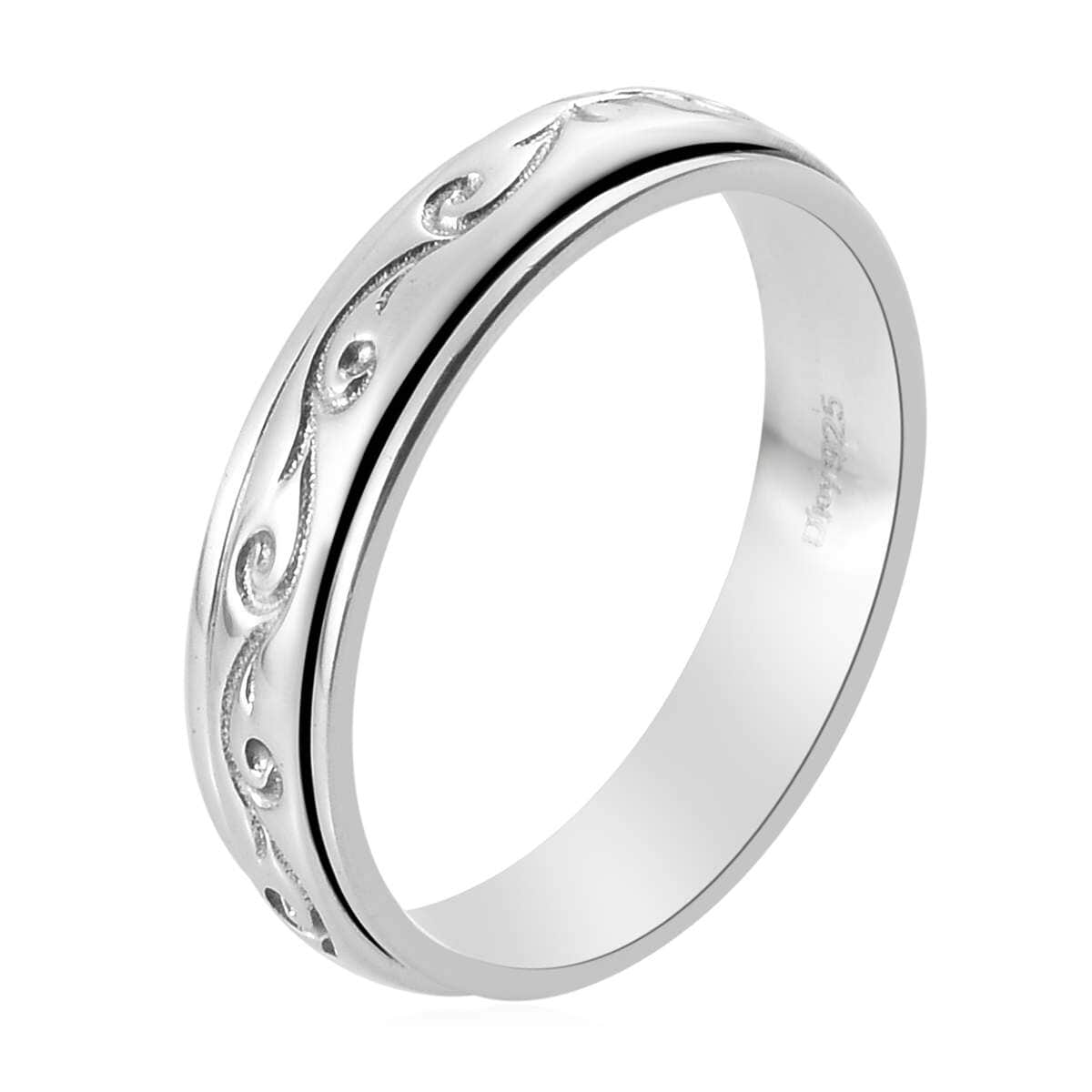 Sterling Silver Spinner Ring, Anxiety Ring for Women, Fidget Rings for Anxiety for Women, Stress Relieving Anxiety Ring (Size 10.0) (4.35 g) image number 5