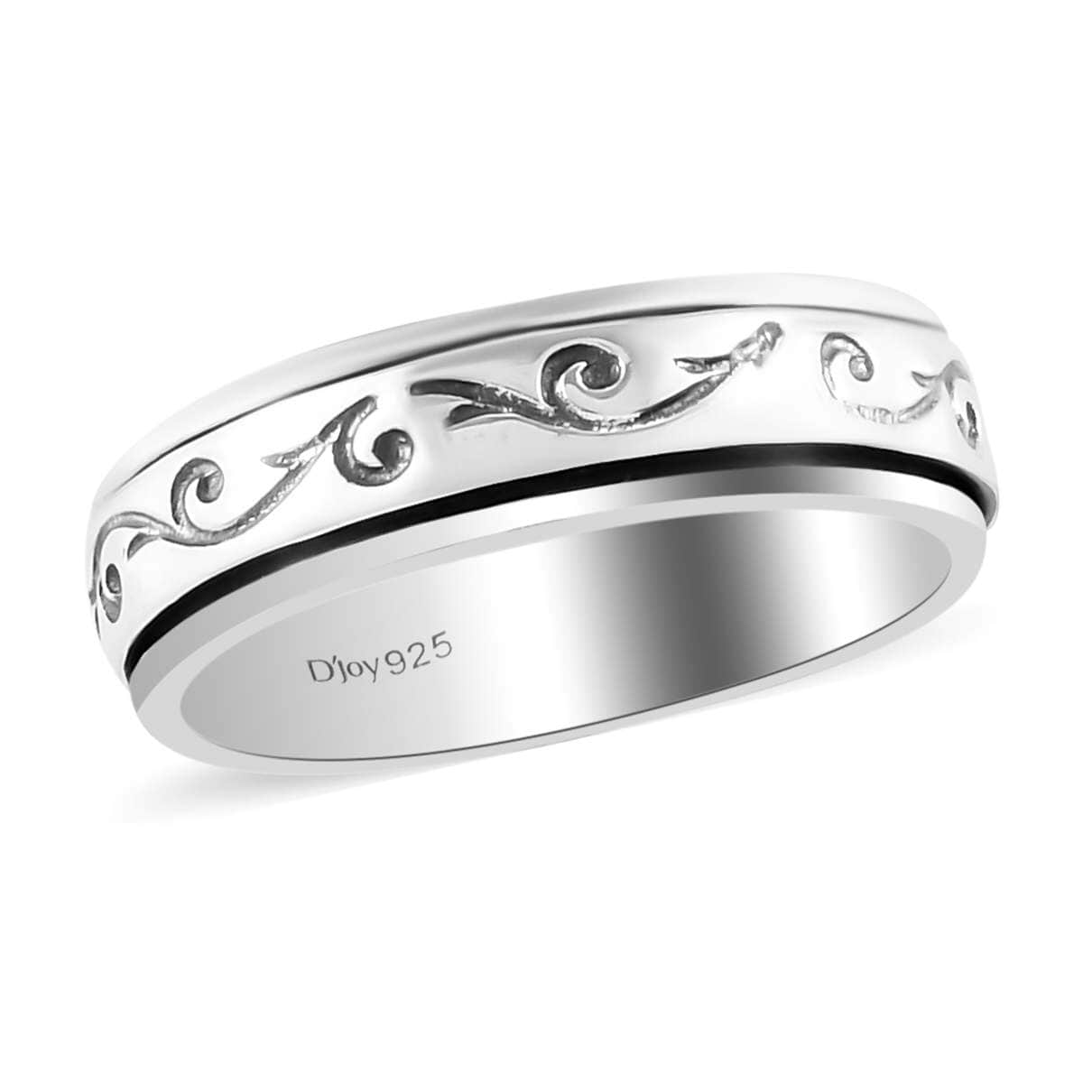 Vines Sterling Silver Spinner Ring, Anxiety Ring for Women, Fidget Rings for Anxiety, Stress Relieving Anxiety Ring (Size 5.0) image number 0