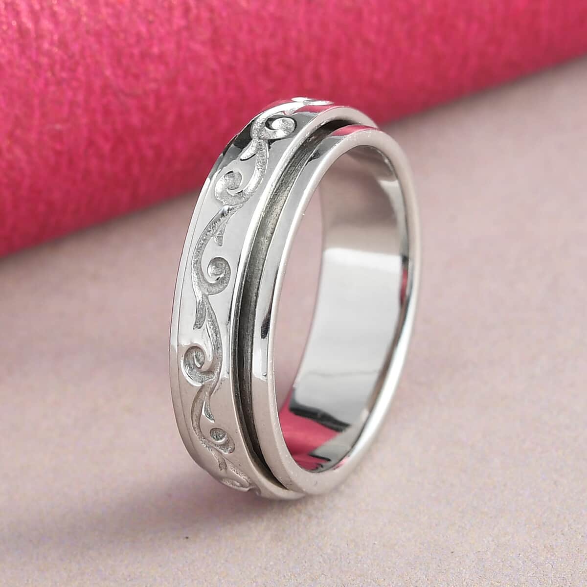 Vines Sterling Silver Spinner Ring, Anxiety Ring for Women, Fidget Rings for Anxiety, Stress Relieving Anxiety Ring image number 4